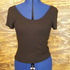 MOSSIMO | NWOT Black Ribbed Cropped Top Medium